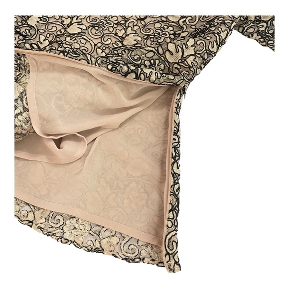 VTG Chetta B, Sherrie Bloom, Peter Novello black gold embroidered lace top S 4. - Picture 8 of 13